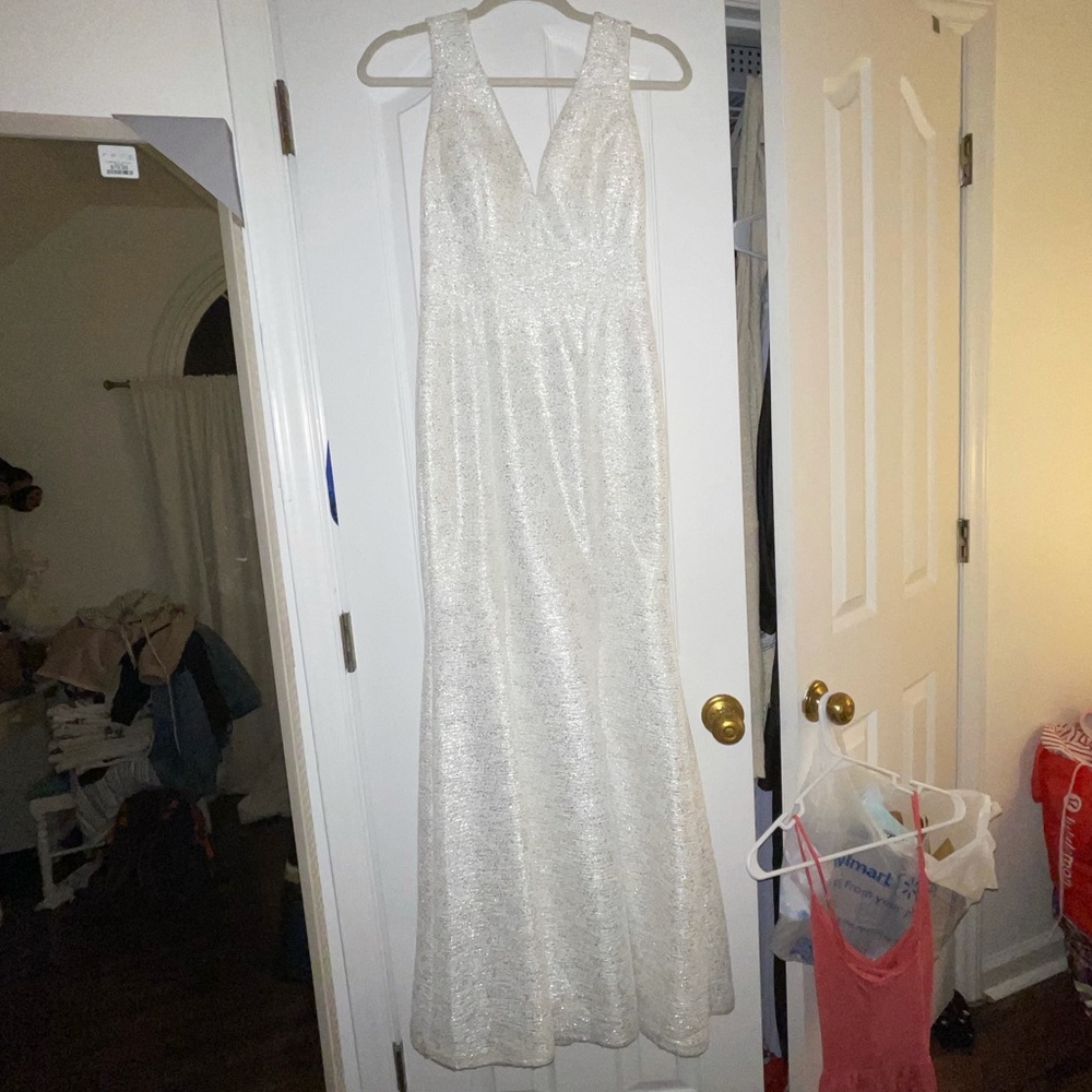 White mermaid prom dress